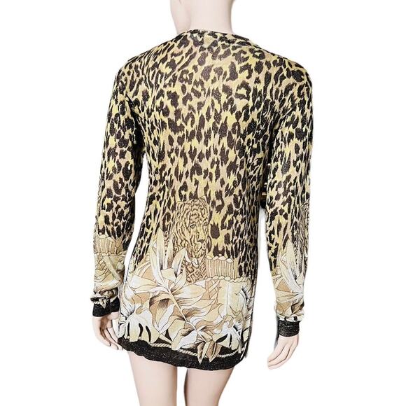 Vintage XXist Animal Print Cardigan Sweater Size S Long Sleeves Shell Buttons - Picture 9 of 16